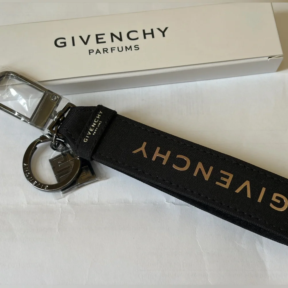 Givenchy Black Keychain Bag Charm with Silver Accents NWB